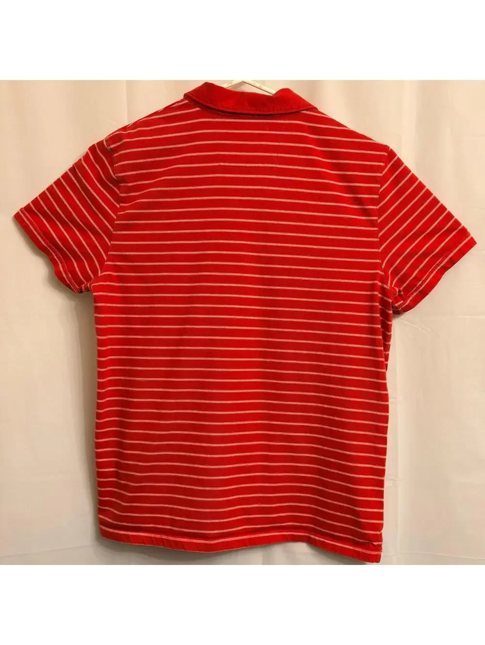 Banana Republic Men's XL Red White Striped Fitted Pima Polo Shirt